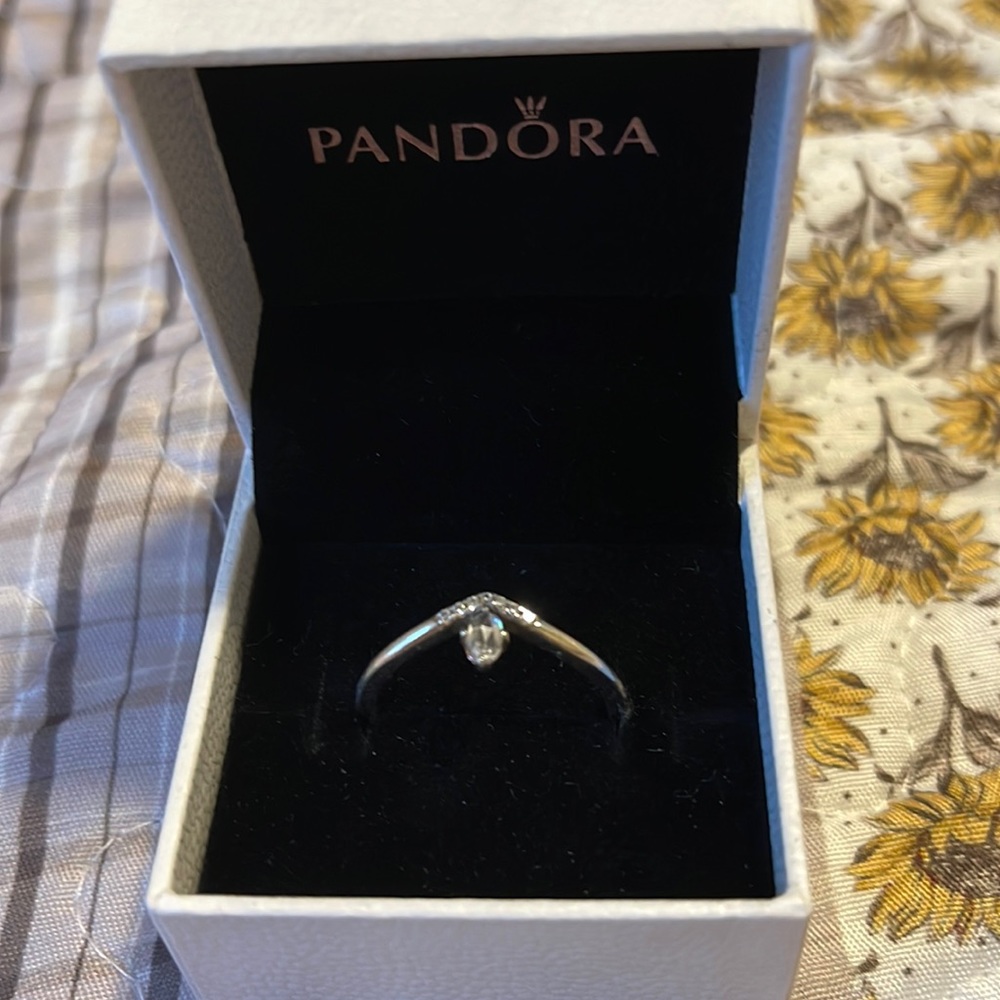 Pandora Classic Wishbone Ring Sterling Silver size 9 1/2